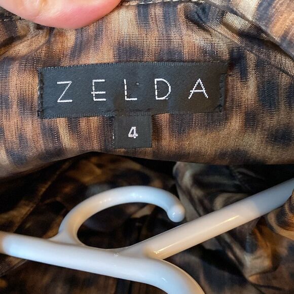 ZELDA Brown Leopard Print Ruffle Collar Jacket 4 - Picture 8 of 10